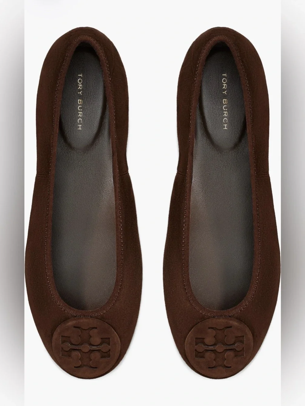 TORY BURCH Dark Cocoa Brown Suede Leather REVA Travel Foldable Ballet Flats 8.5